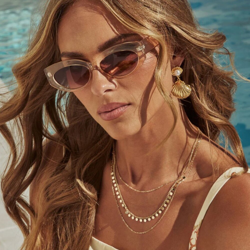 Breslin Cat Eye Sunglasses in Tea | Vici - Picture 2 of 2